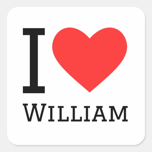Sticker Carré J'aime william (Devant)