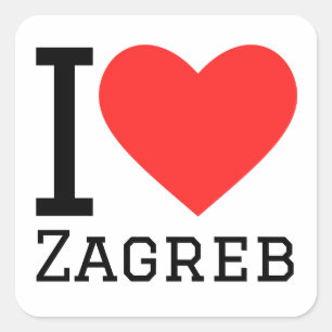 Sticker Carré J'aime Zagreb