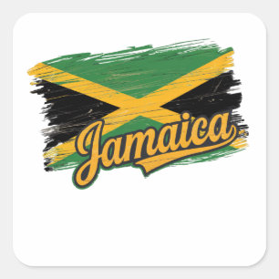 Sticker Carré Jamaïque Drapeau Vibes vacances Rasta Island