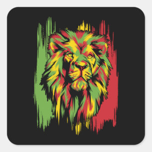 Sticker Carré Jamaïque Lion Rasta Reggae Africaine