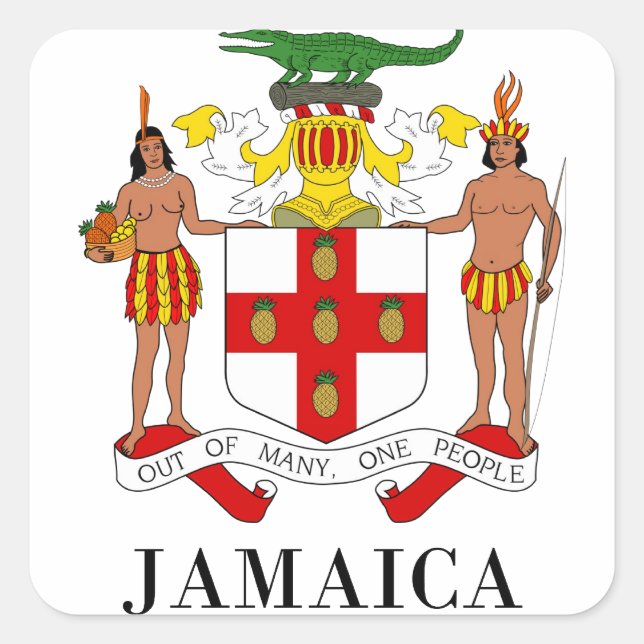 Sticker Carré JAMAÏQUE - symbole/blason/drapeau/couleurs/emblème (Devant)