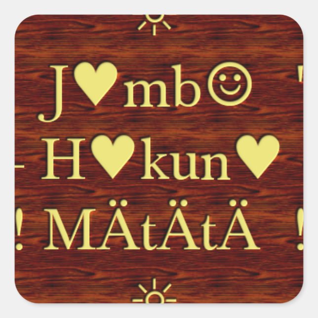 Sticker Carré Jambo Hakuna Matata : Art africain Imprimer/Graphi (Devant)
