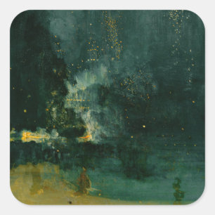 Sticker Carré James Whistler - Nocturne en noir et or