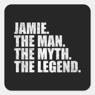 Sticker Carré Jamie nom, Jamie l'homme le mythe la légende