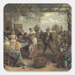 Sticker Carré jan steen le couple dansant