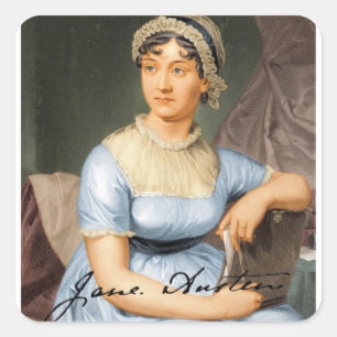 Sticker Carré Jane Austen a signé le portrait