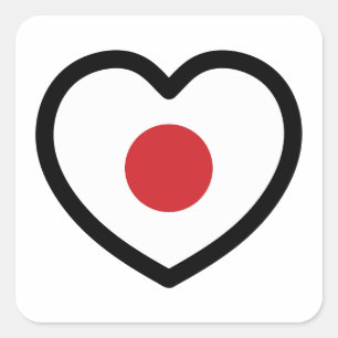 Sticker Carré Japon   Coeur du drapeau japonais