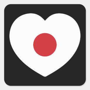 Sticker Carré Japon   Coeur du drapeau japonais