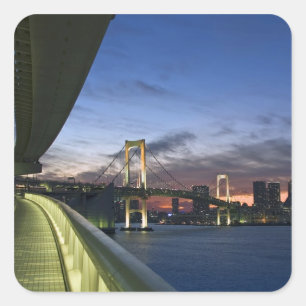 Sticker Carré Japon. Tokyo. Pont Rainbow à Tokyo Bay.