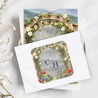 Sticker Carré Jardin de fleurs sauvages tonnelle rustique envelo