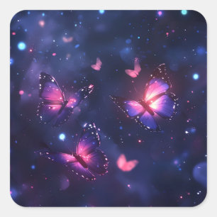 Sticker Carré Jardin de papillons nocturnes célestes