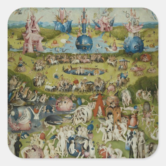 Sticker Carré Jardin des délices terrestres, 1490-1500 (Devant)