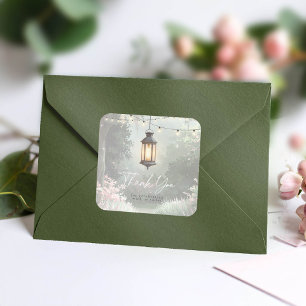 Sticker Carré Jardin enchanté Merci rose ID1163