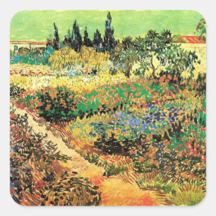 Sticker Carré Jardin fleuri avec chemin par Vincent van Gogh