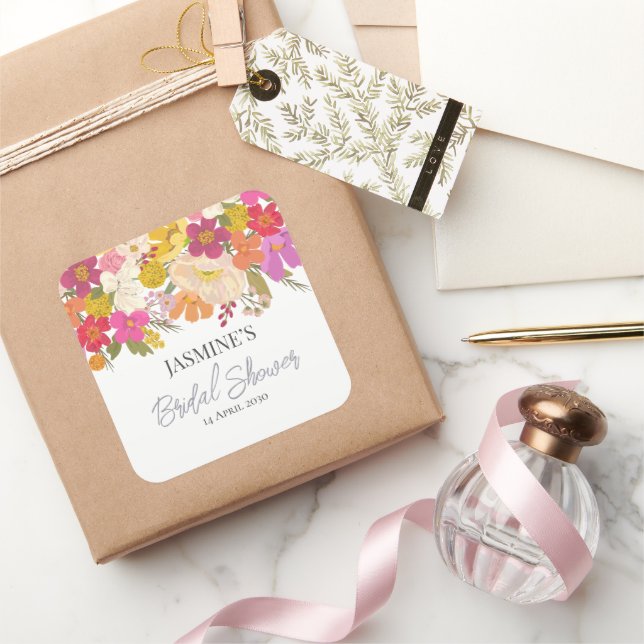 Sticker Carré Jardin Floral Mariage Été    (Cadeaux)