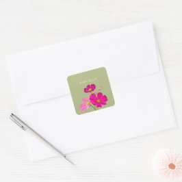 Sticker Carré Jardin lumineux coloré Cosmos Fleurs Personnalisée