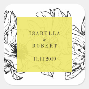 Sticker Carré Jardin moderne   jaune   mariage floral