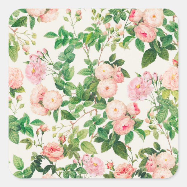 Sticker Carré Jardin rose Roses (Devant)