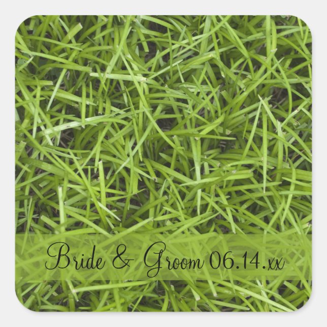Sticker Carré Jardin vert  Enveloppe Mariage sceaux (Devant)