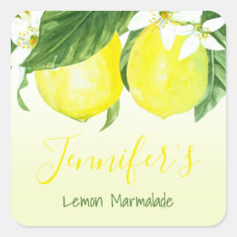 Sticker Carré Jarre à fourre de Marmalade de citron personnalisé