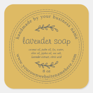Sticker Carré Jaune de savon de Lavande fait main rustique