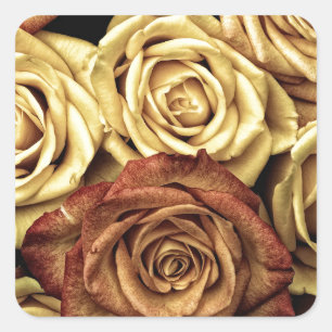 Sticker Carré jaune et rouge rose