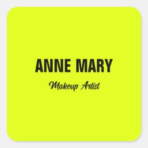 Sticker Carré Jaune Fluorescent Néon Bright Personnalisé 