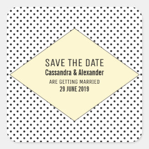 Sticker Carré Jaune Pois modernes sauvez la date