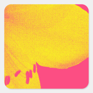 Sticker Carré jaune sur amaryllis rose closeuse