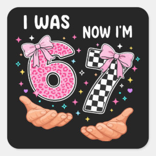Sticker Carré J'avais 6 ans maintenant j'ai 7 ans jolis chiffres