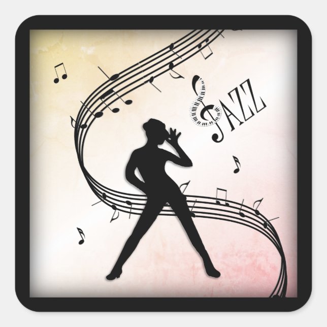 Sticker Carré Jazz Dance Apricot Peach Music (Devant)