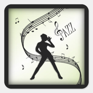 Sticker Carré Jazz Dance Olive Green Music