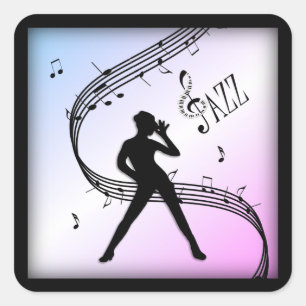 Sticker Carré Jazz Dance Two Tone Purple Music