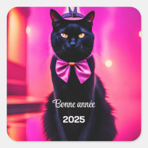 Sticker Carré Jazzy Kitty - Bonne année