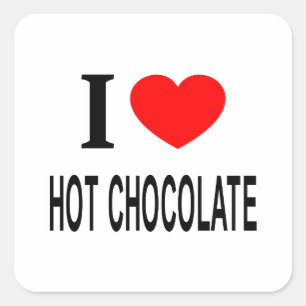 Sticker Carré Je ❤️ CHOCOLAT CHAUD J'AIME CHOCOLAT CHAUD JE ❤️ C