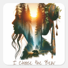 Sticker Carré Je choisis l'ours