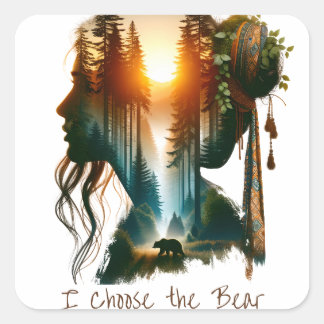 Sticker Carré Je choisis l'ours