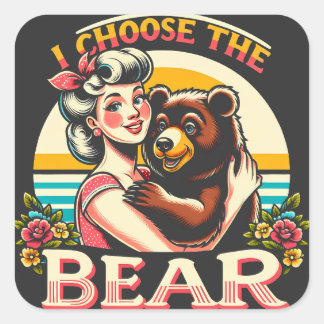 Sticker Carré Je Choisis L'Ours