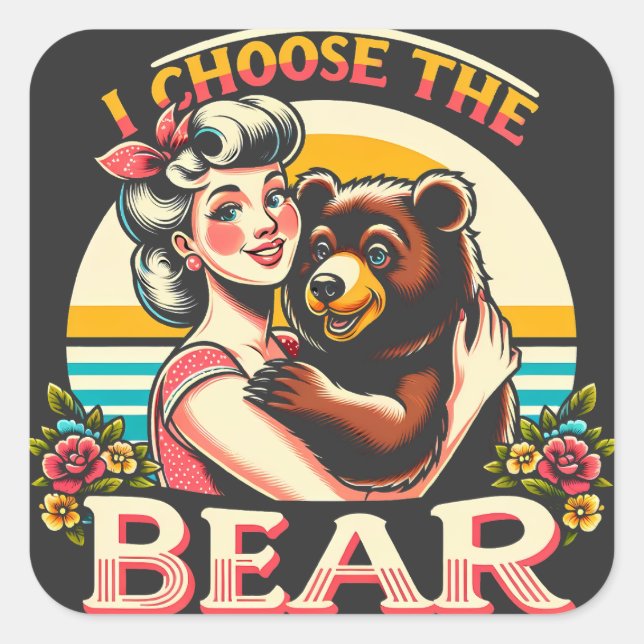 Sticker Carré Je Choisis L'Ours (Devant)