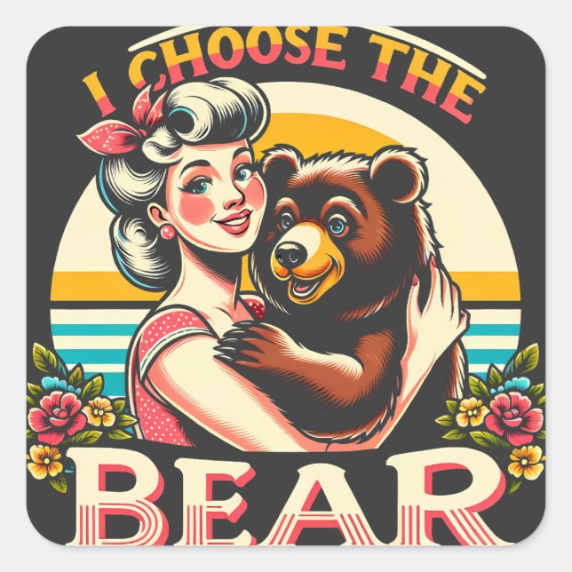 Sticker Carré Je Choisis L'Ours (Devant)