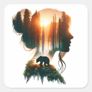Sticker Carré Je choisis l'ours