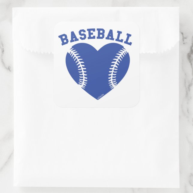 STICKER CARRÉ JE COEUR BASEBALL (Sac)