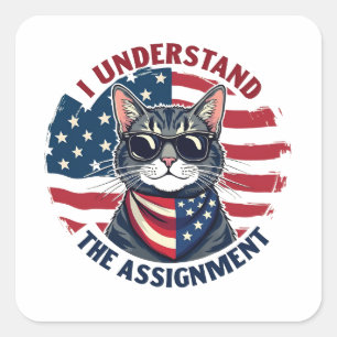Sticker Carré Je comprends l'affectation Harris Walz Cat Lady