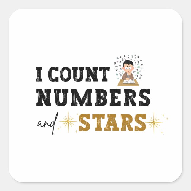 Sticker Carré Je compte les nombres et les étoiles - Comptable (Devant)