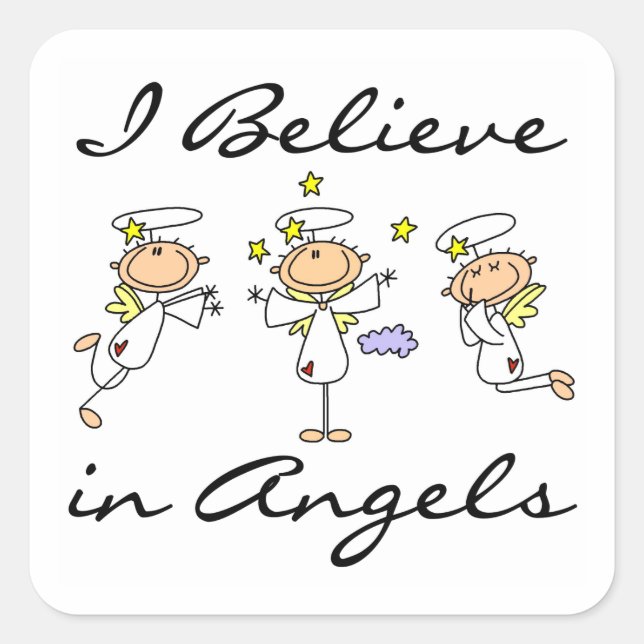 Sticker Carré Je crois aux t-shirts et cadeaux Angels (Devant)