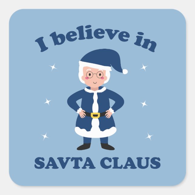 Sticker Carré Je crois en Savta Claus - Cute Chanukah (Devant)