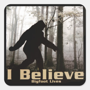 Sticker Carré Je crois que Bigfoot vit