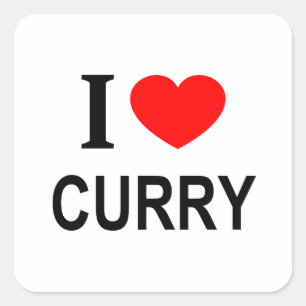 STICKER CARRÉ JE ❤️ CURRY J'AIME CURRY I COEUR CURRY