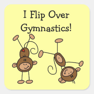Sticker Carré Je fais des flips de gymnastique