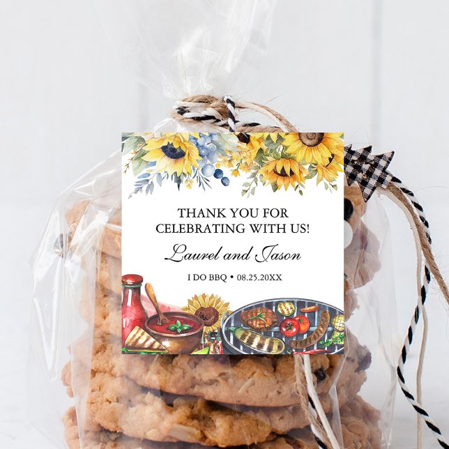 Sticker Carré Je fais le barbecue Fête de fiançailles rustique a (Créateur téléchargé)